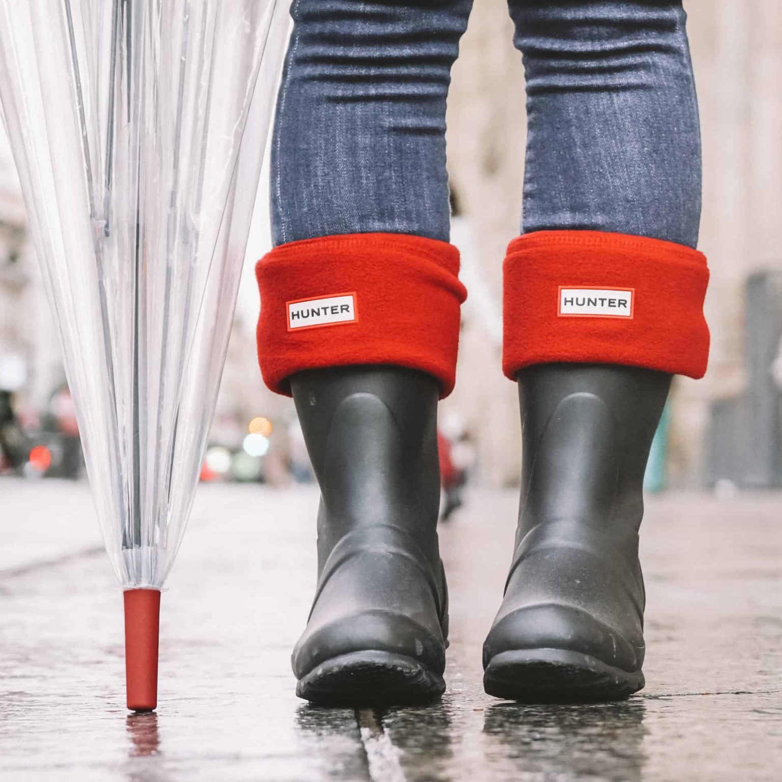 red hunter socks in paris