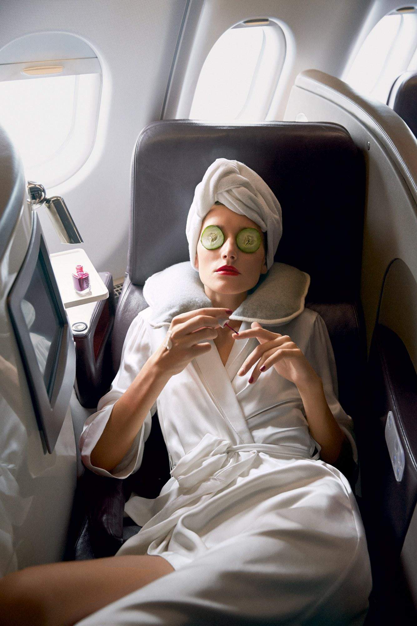 relaxing on an airplane