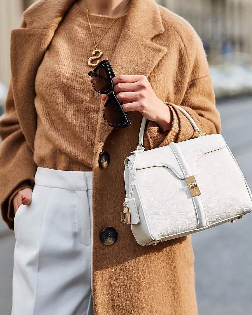 white Celine 16 bag styled