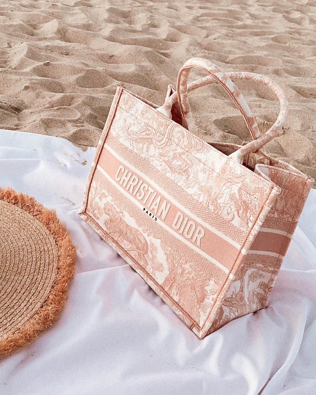 Pink Dior Book Tote Bag
