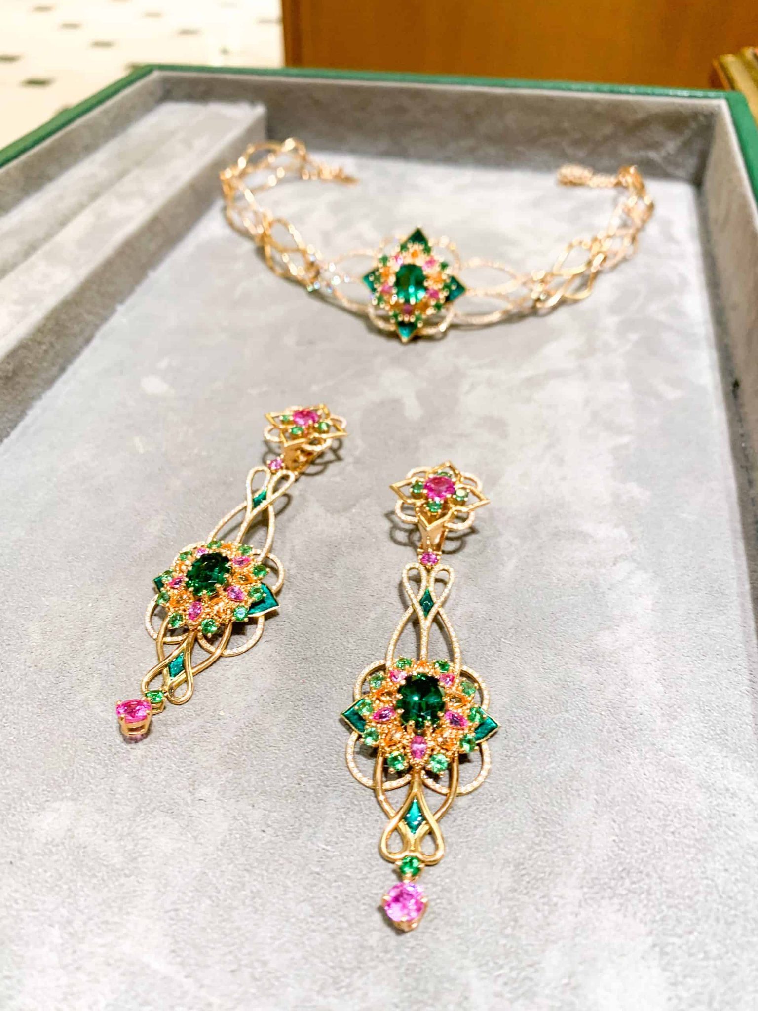 Close-up of Mellerio earrings