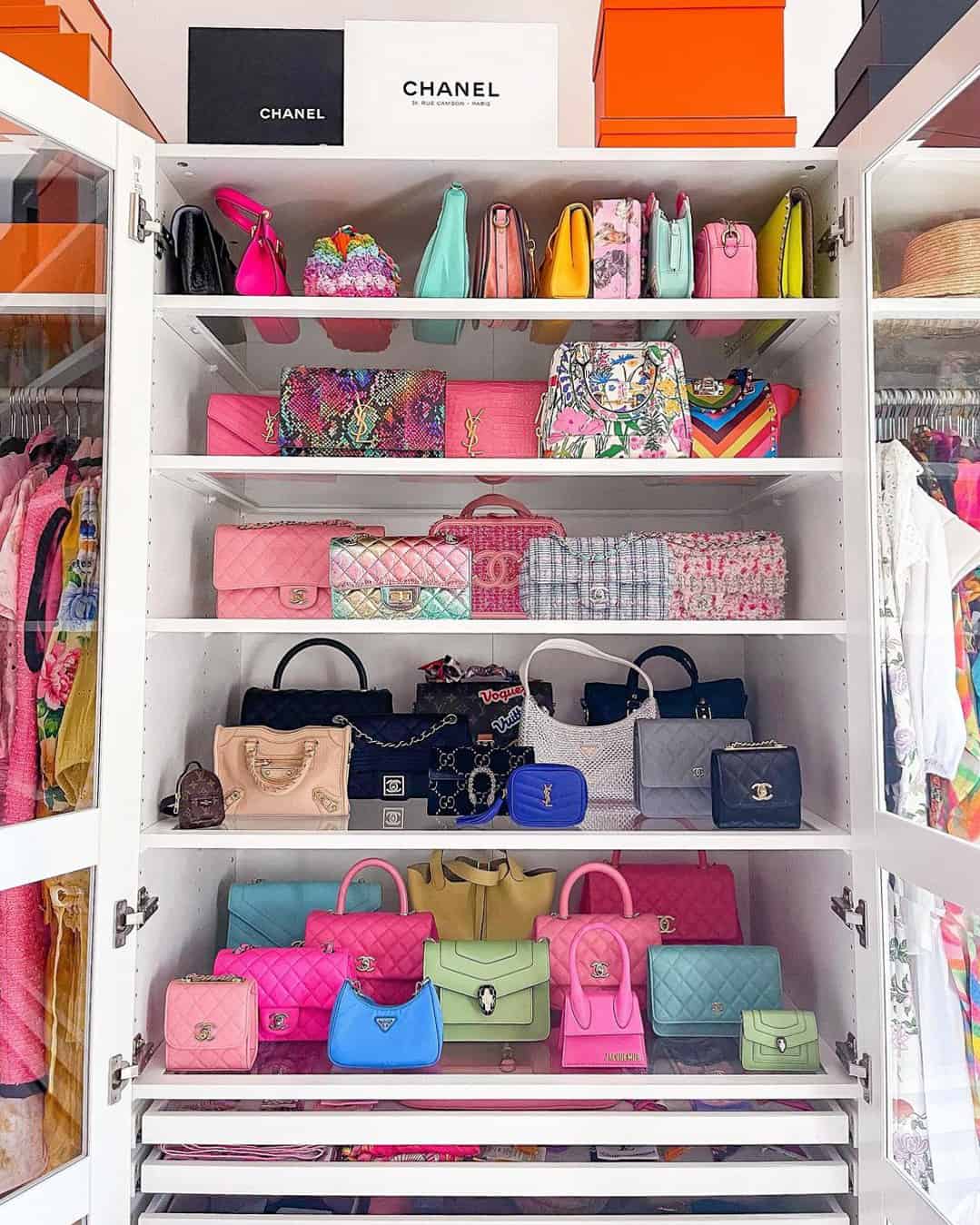 Handbag collection walk in closet