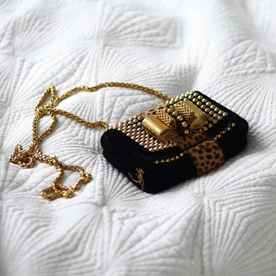 Christian Louboutin black clutch rockstud