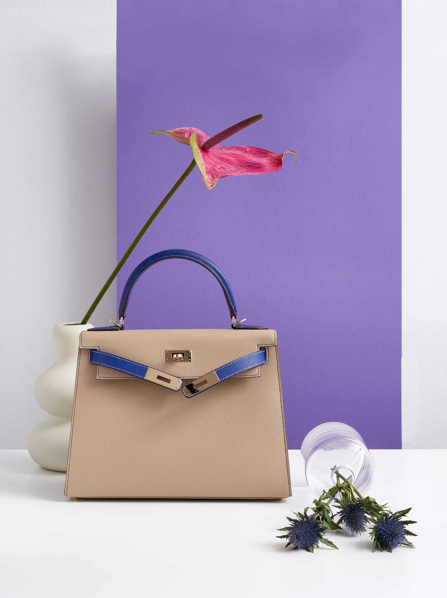 Hermès Kelly bag decorated with flowers