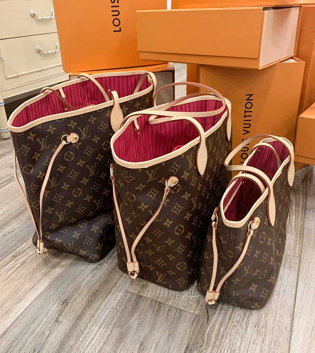 LV Neverfull bag size comparison