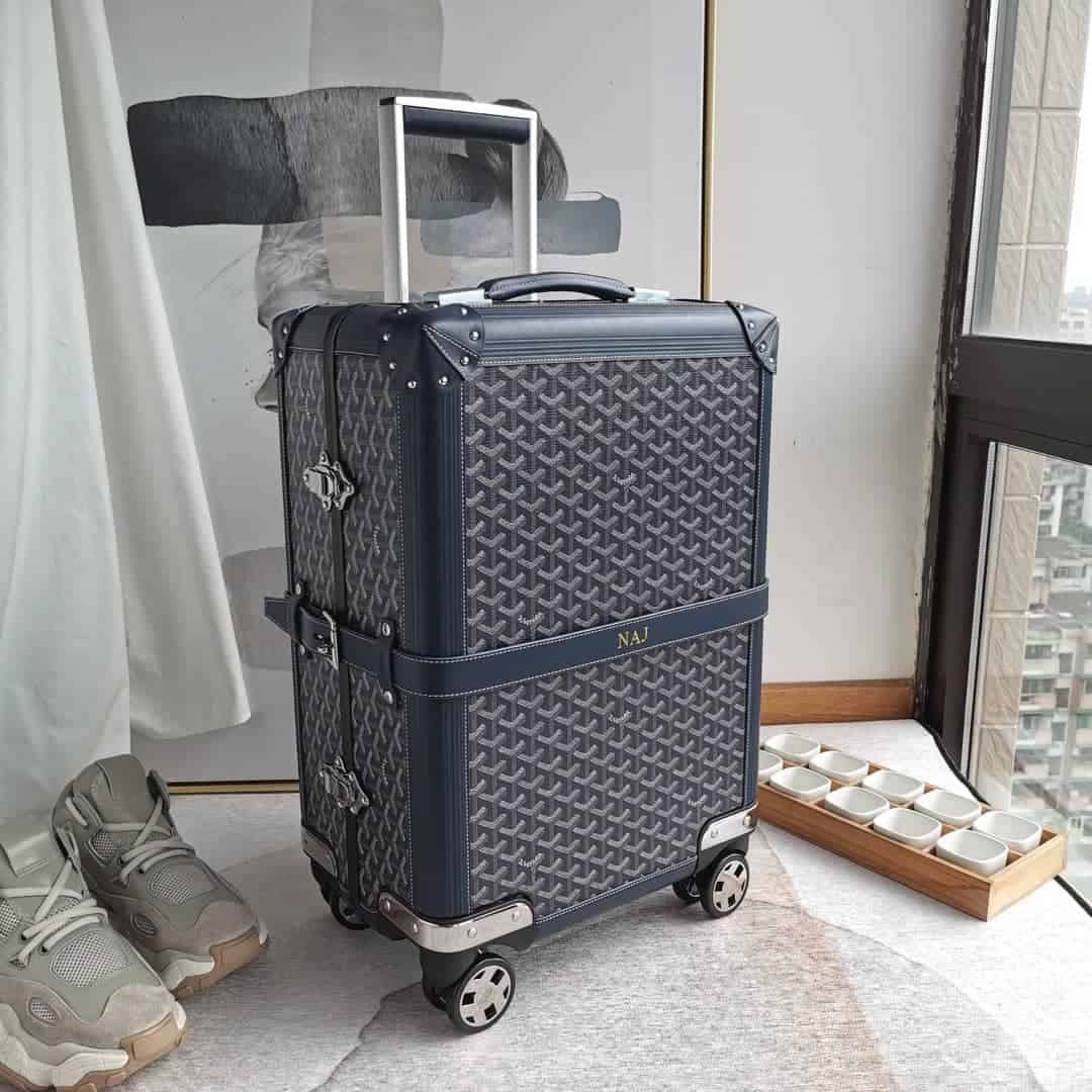 Goyard blue suitcase