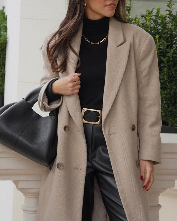 Leather Pants and Black Turtleneck