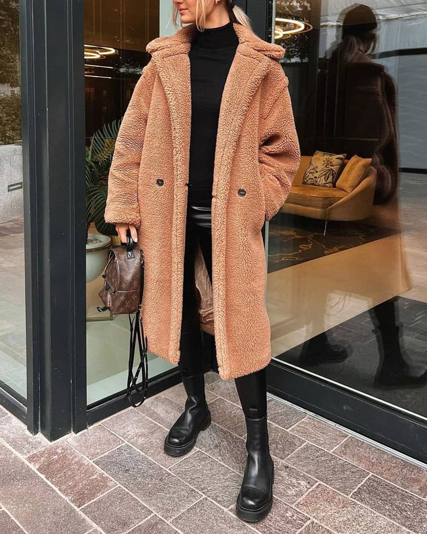 Leather Pants and Teddy Coat