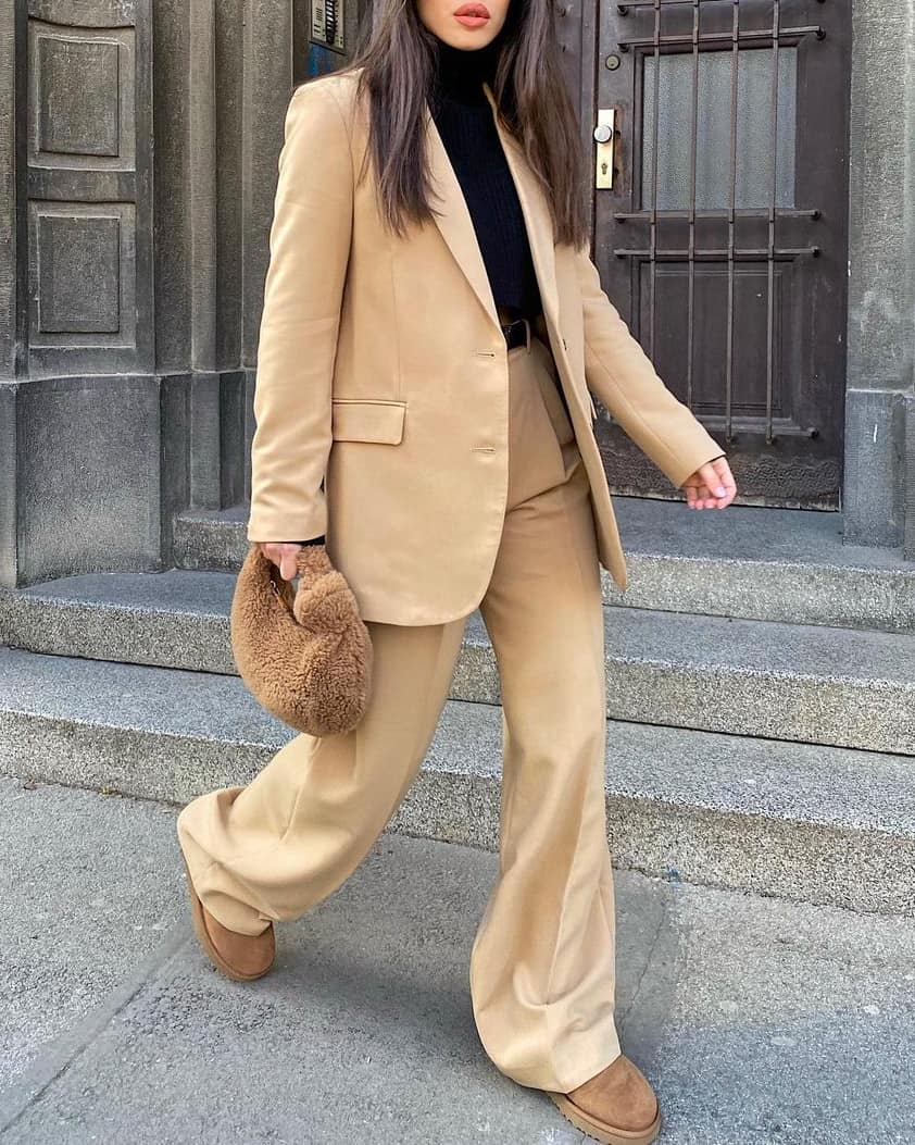 Shearling Bottega Bag in Brown