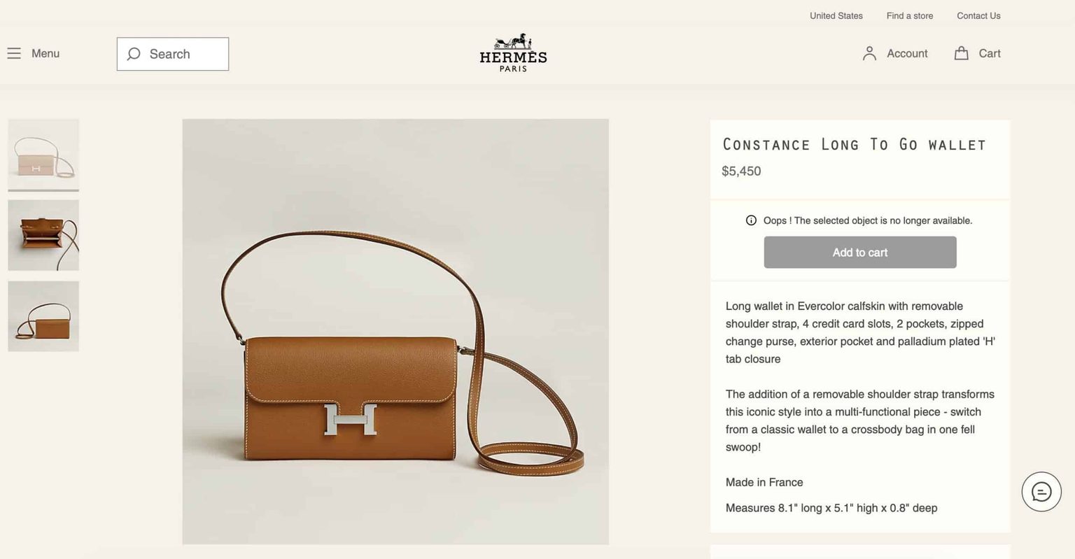 Hermes Constance To Go Wallet on Sale