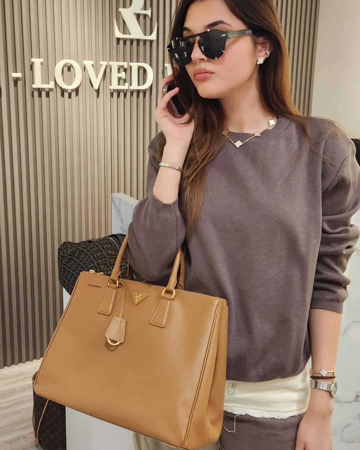 light brown Prada Gallerie Tote