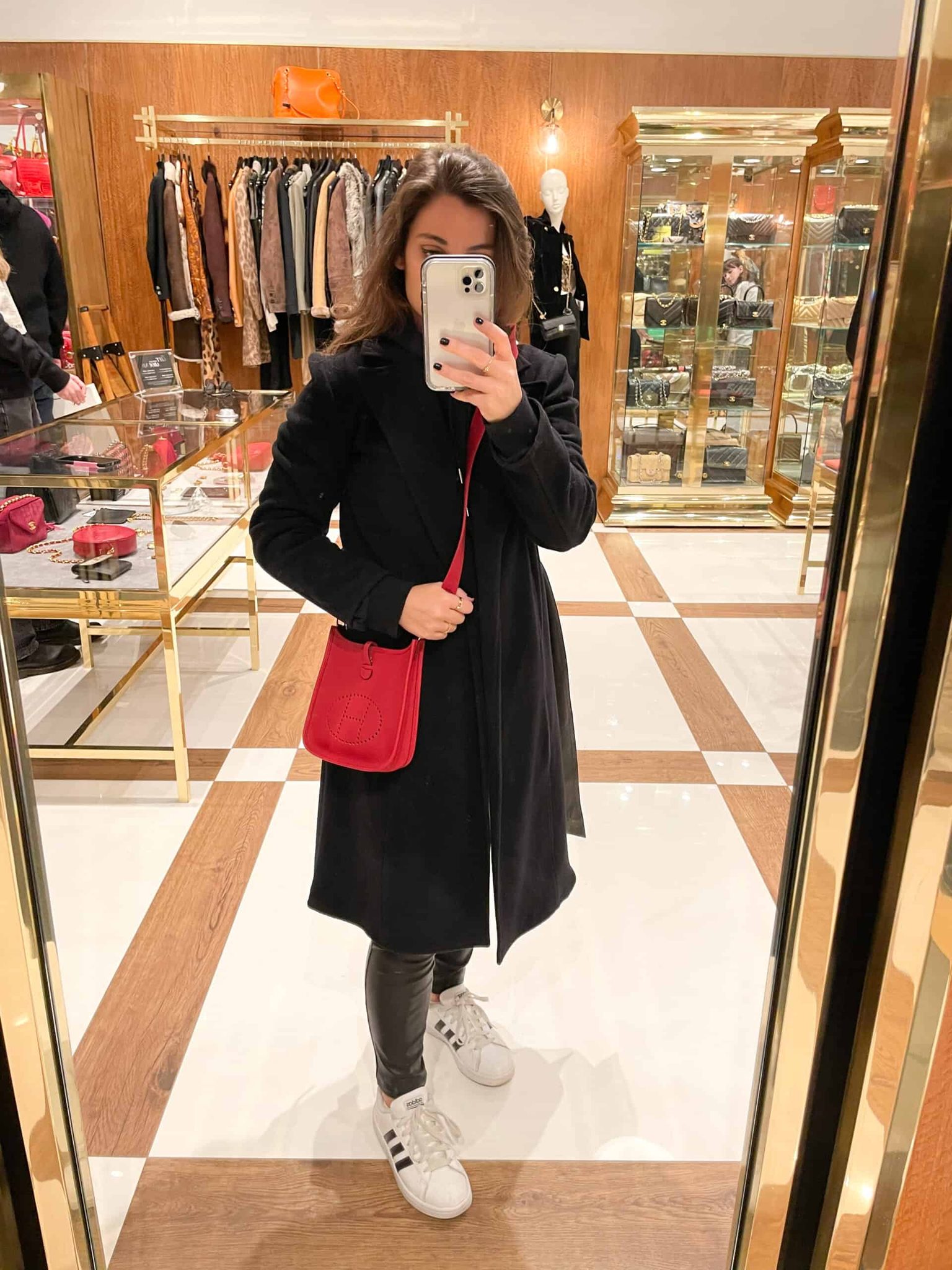 Trying on the Hermes Evelyne Mini