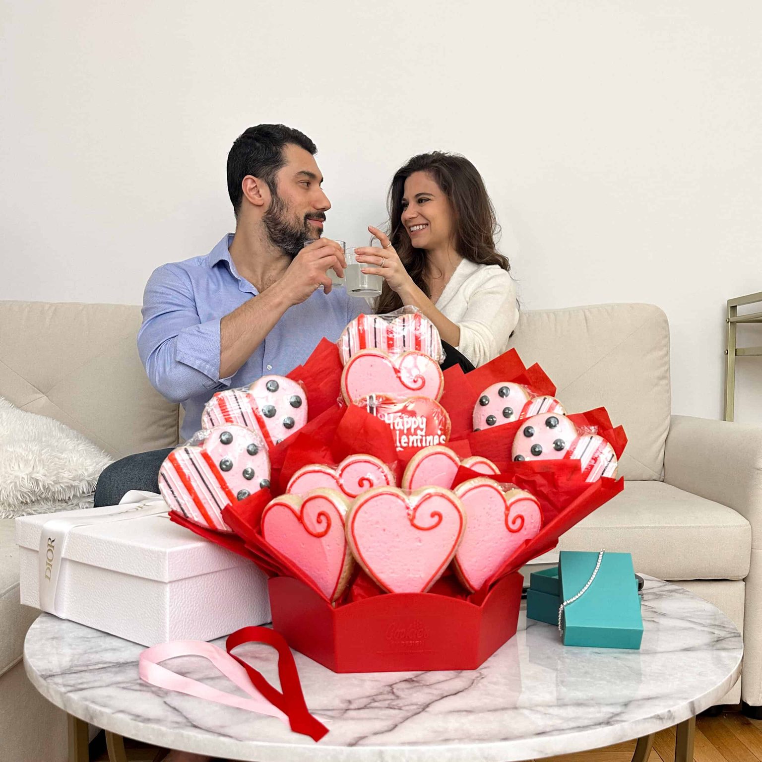 Valentine's Day gift ideas cookies, jewelry, and dior