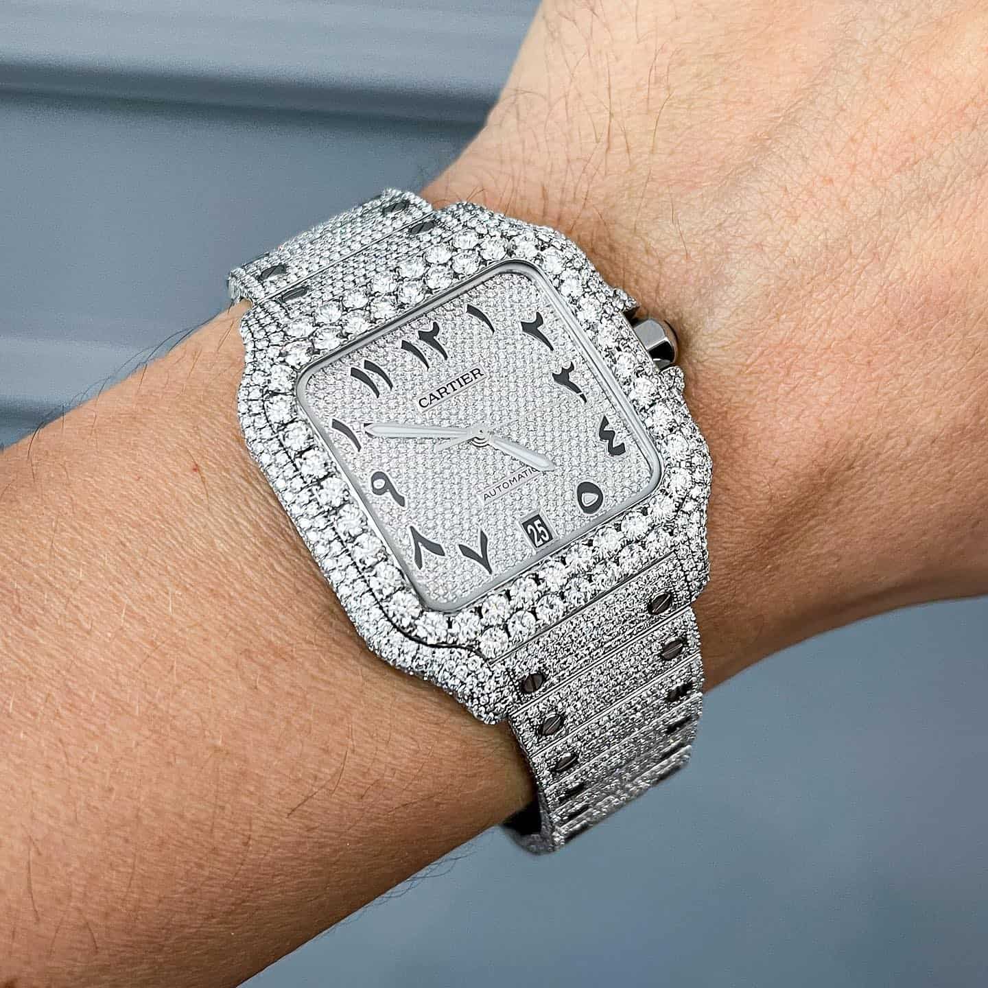 Cartier santos iced out styled