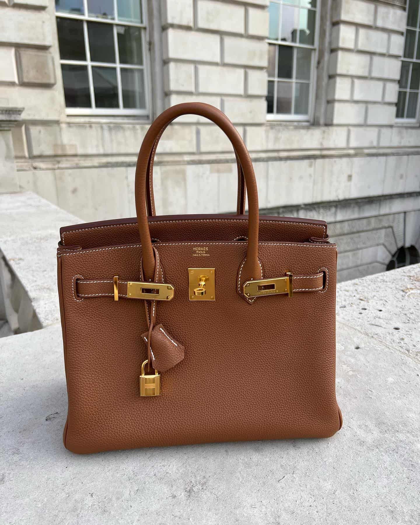 Size 30 Birkin in gold togo leather
