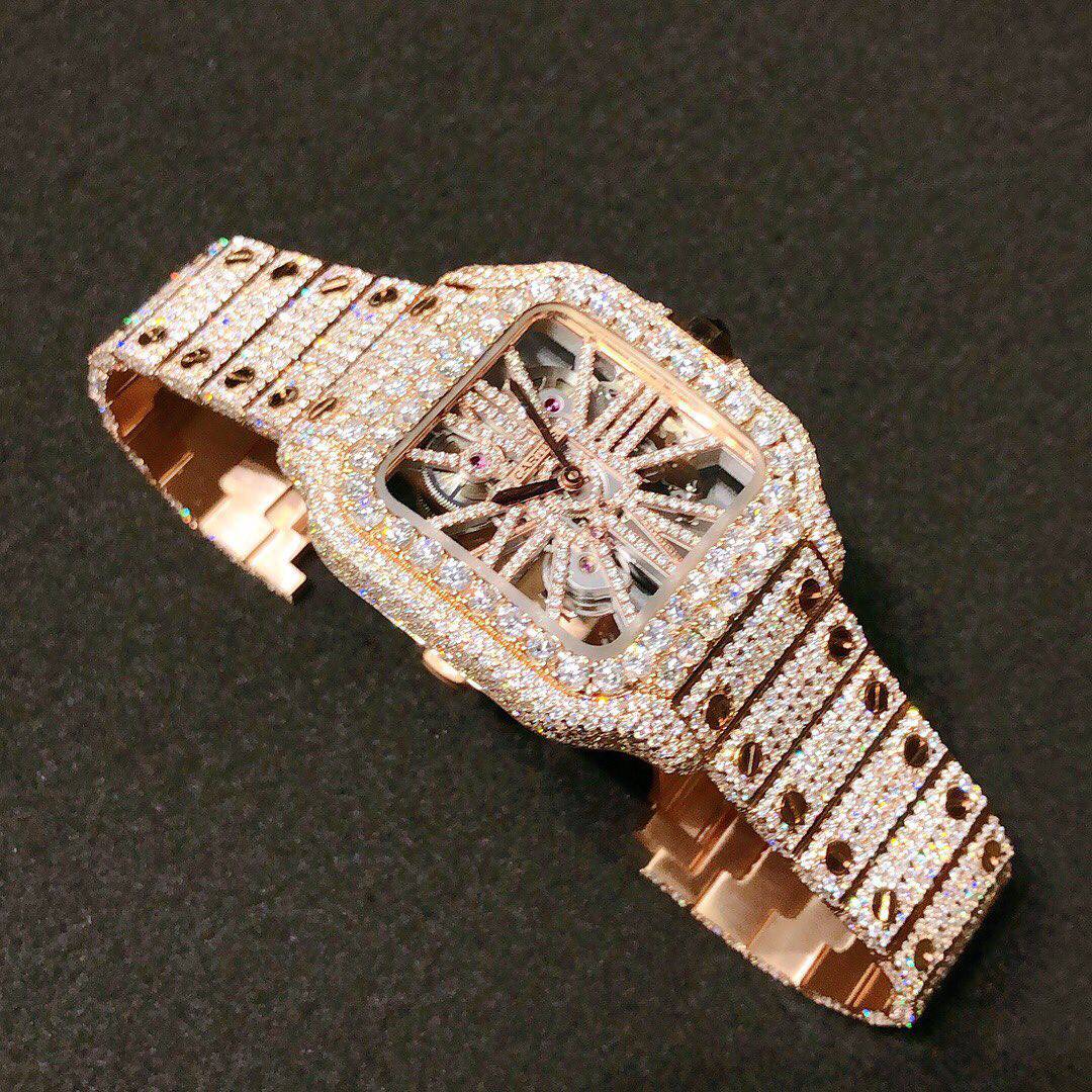 Yellow Gold Iced out Cartier Watch