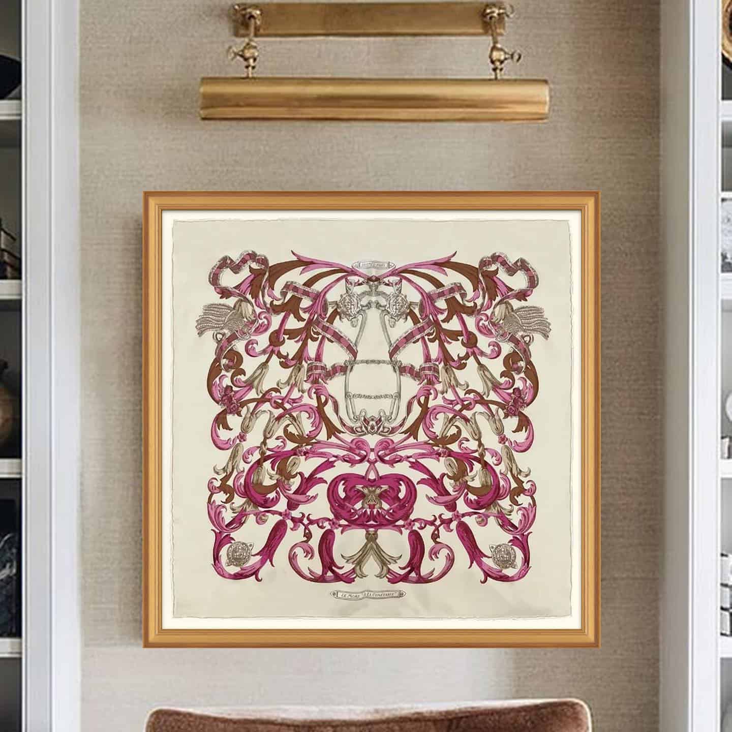 Closeup of a Framed Hermes Scarf