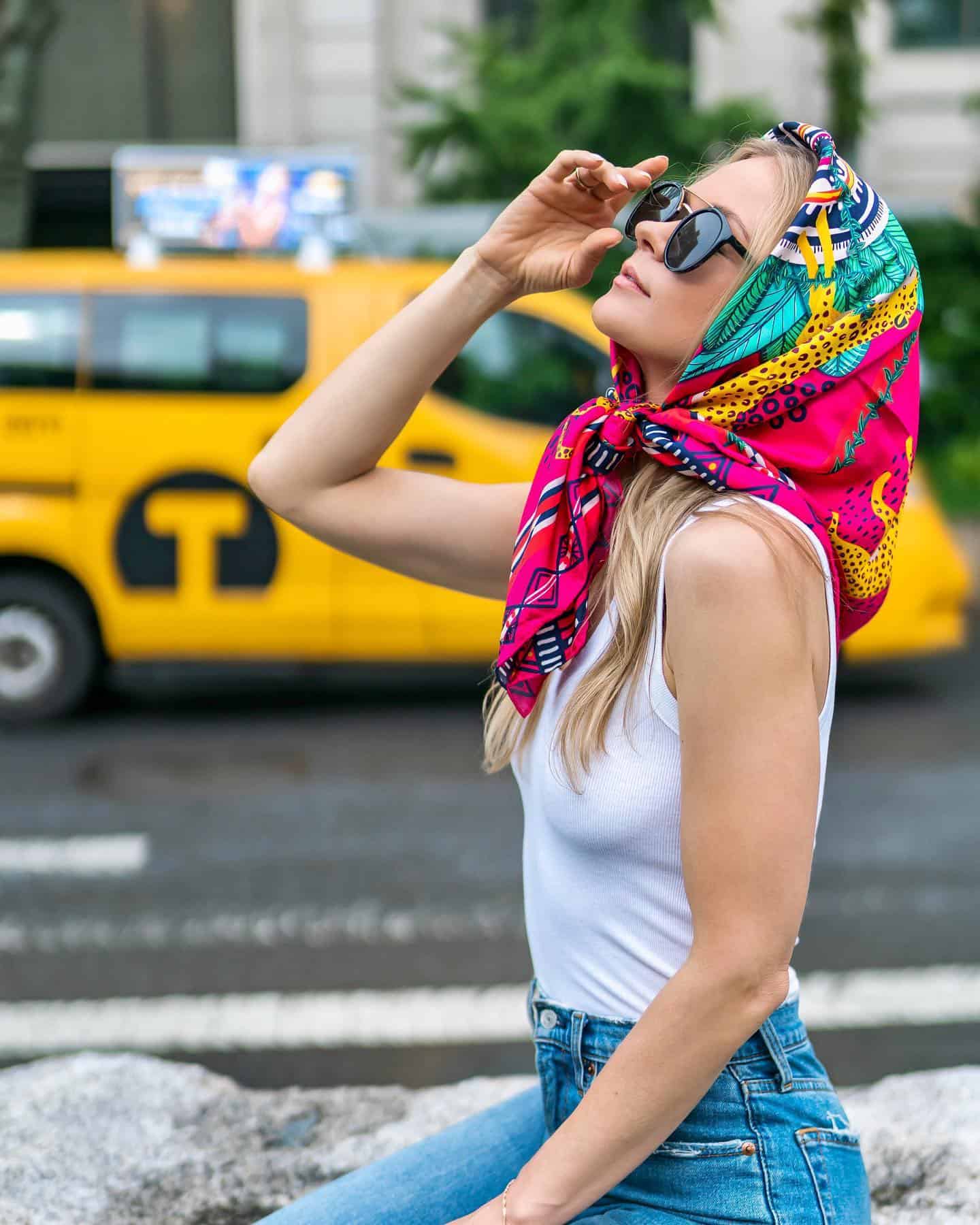 How to wear a Hermes scarf as a head scarf