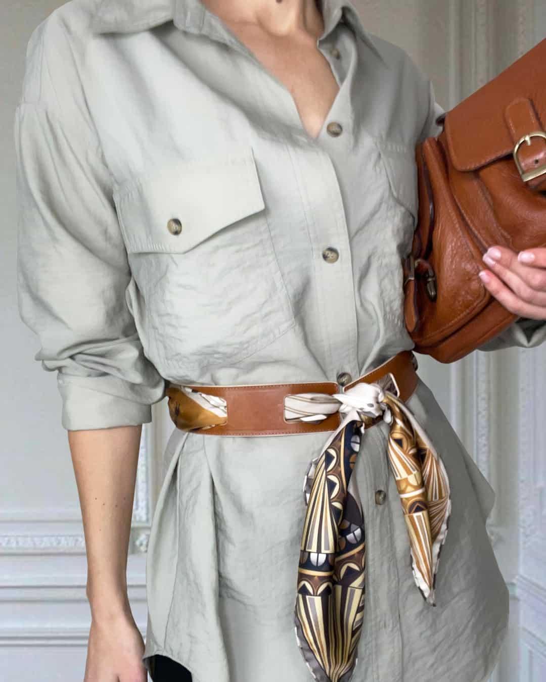 wearing a Hermes scarf as a belt ways to wear a Hermes scarf