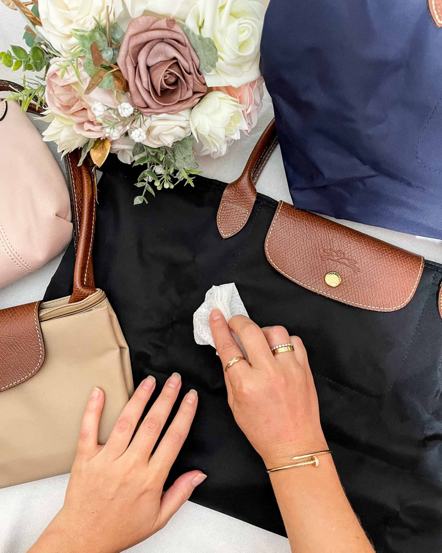Cleaning the outside of a longchamp bag