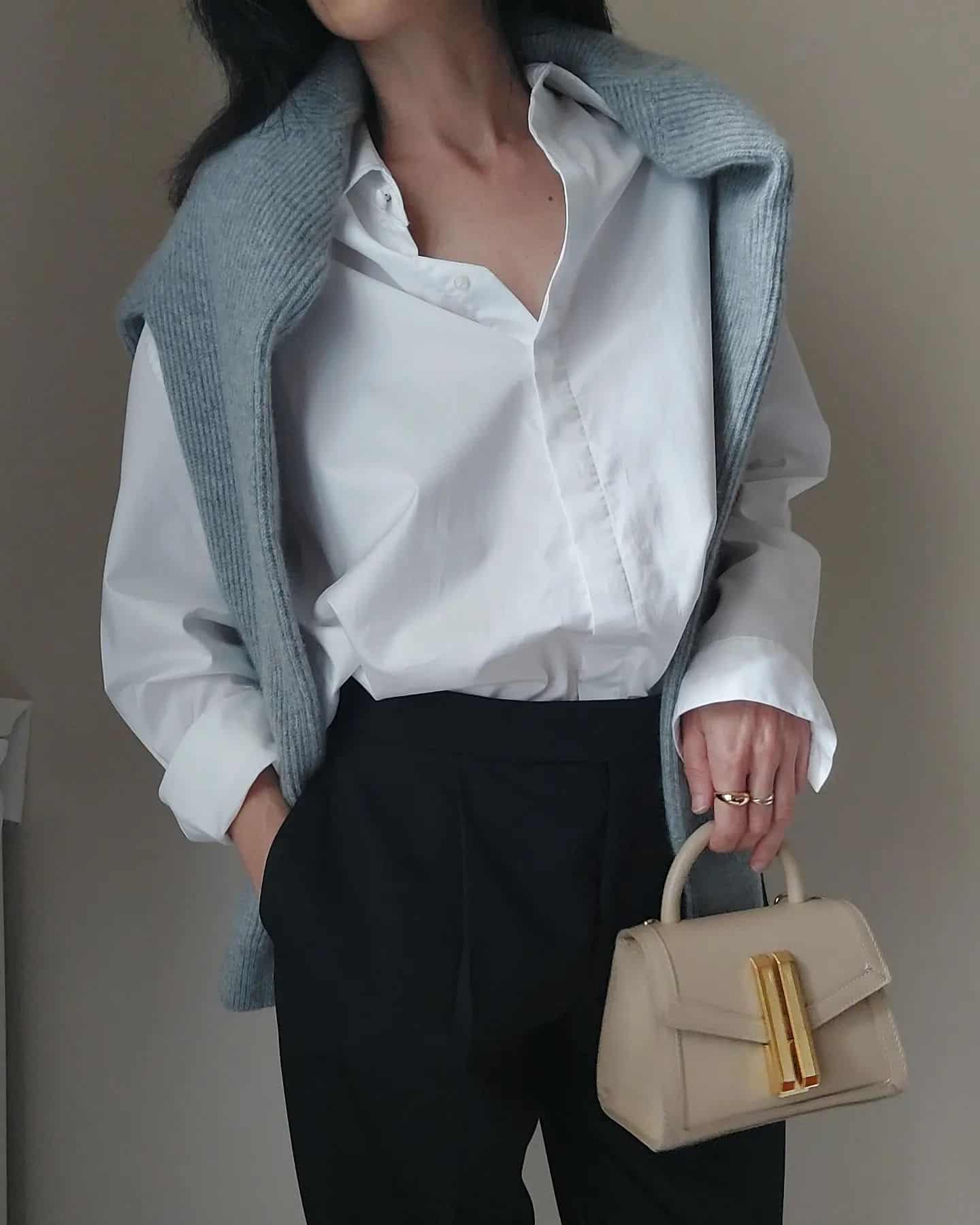 Demellier London The Nano Montreal beige bag styled