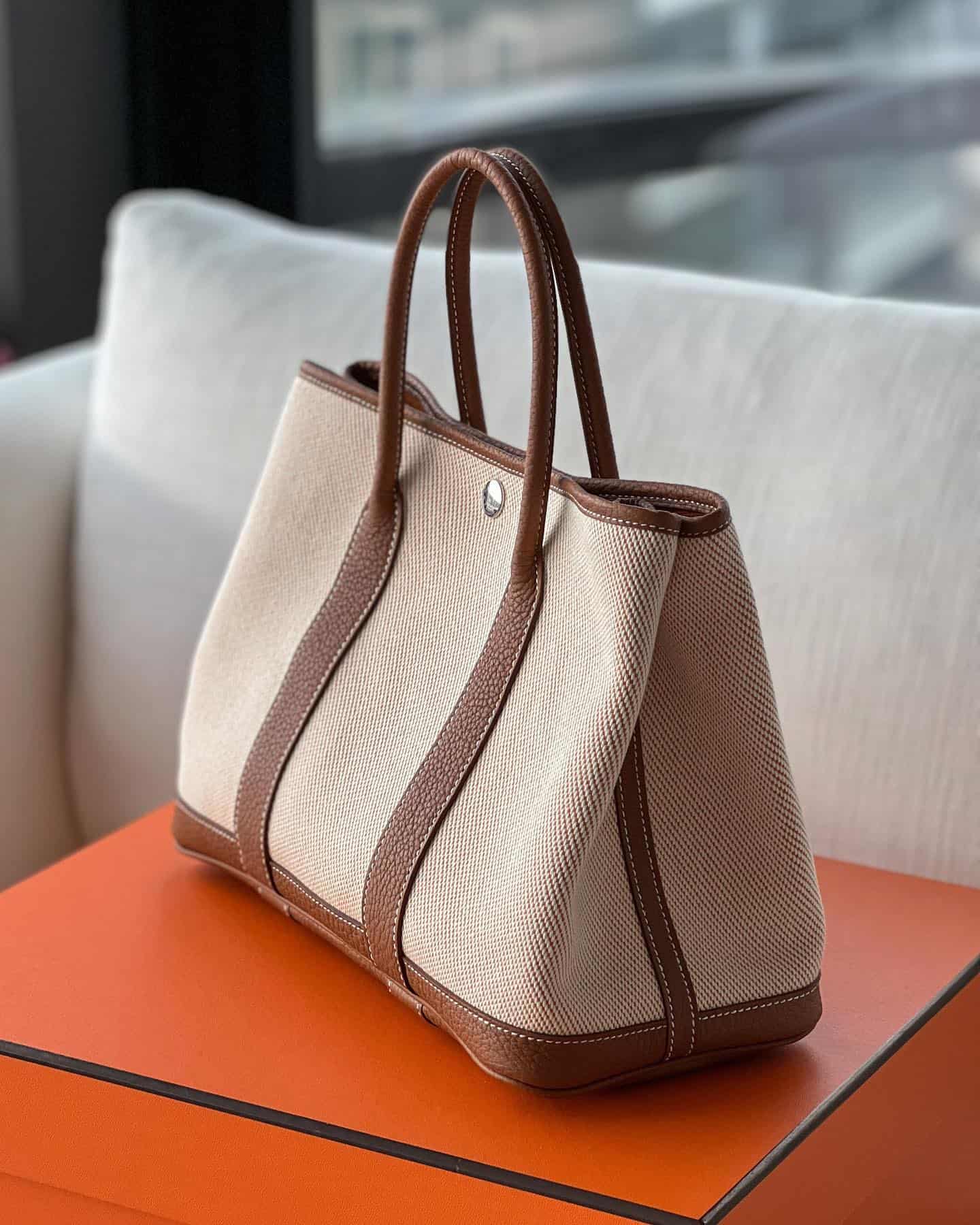 Hermes Garden Party canvas and leather