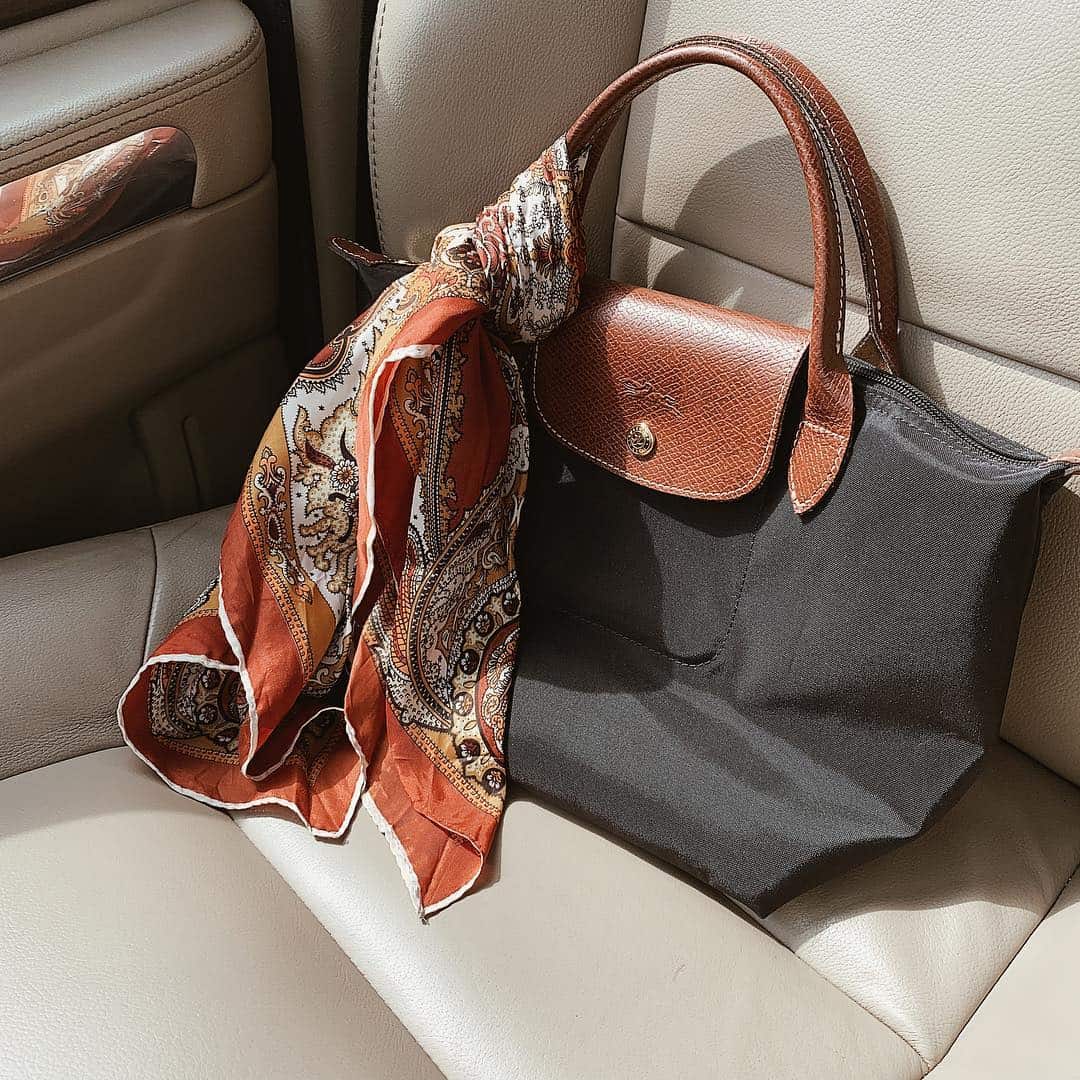 Longchamp tote bag with a twilly