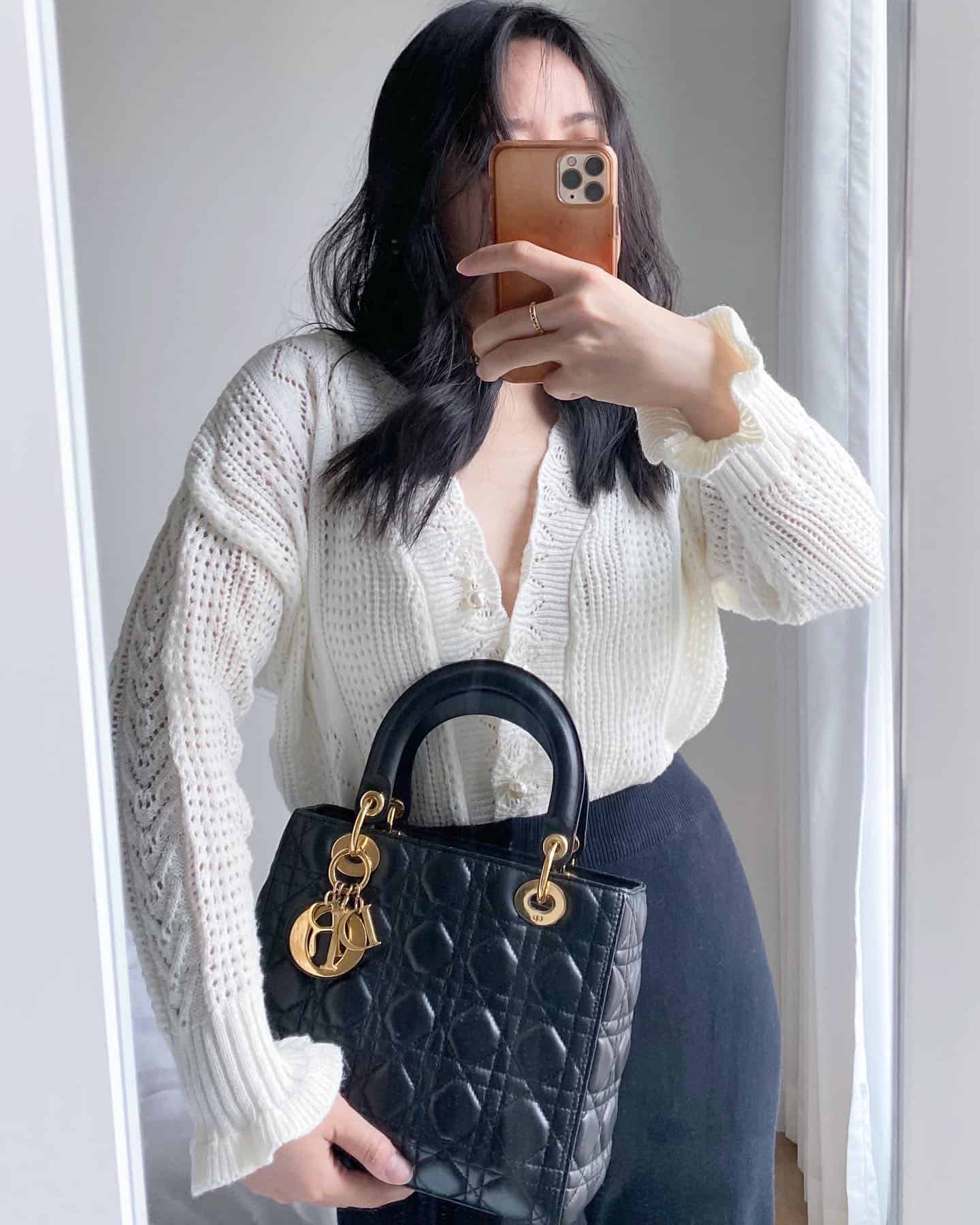 Medium sized Dior bag styled - lady dior bag size