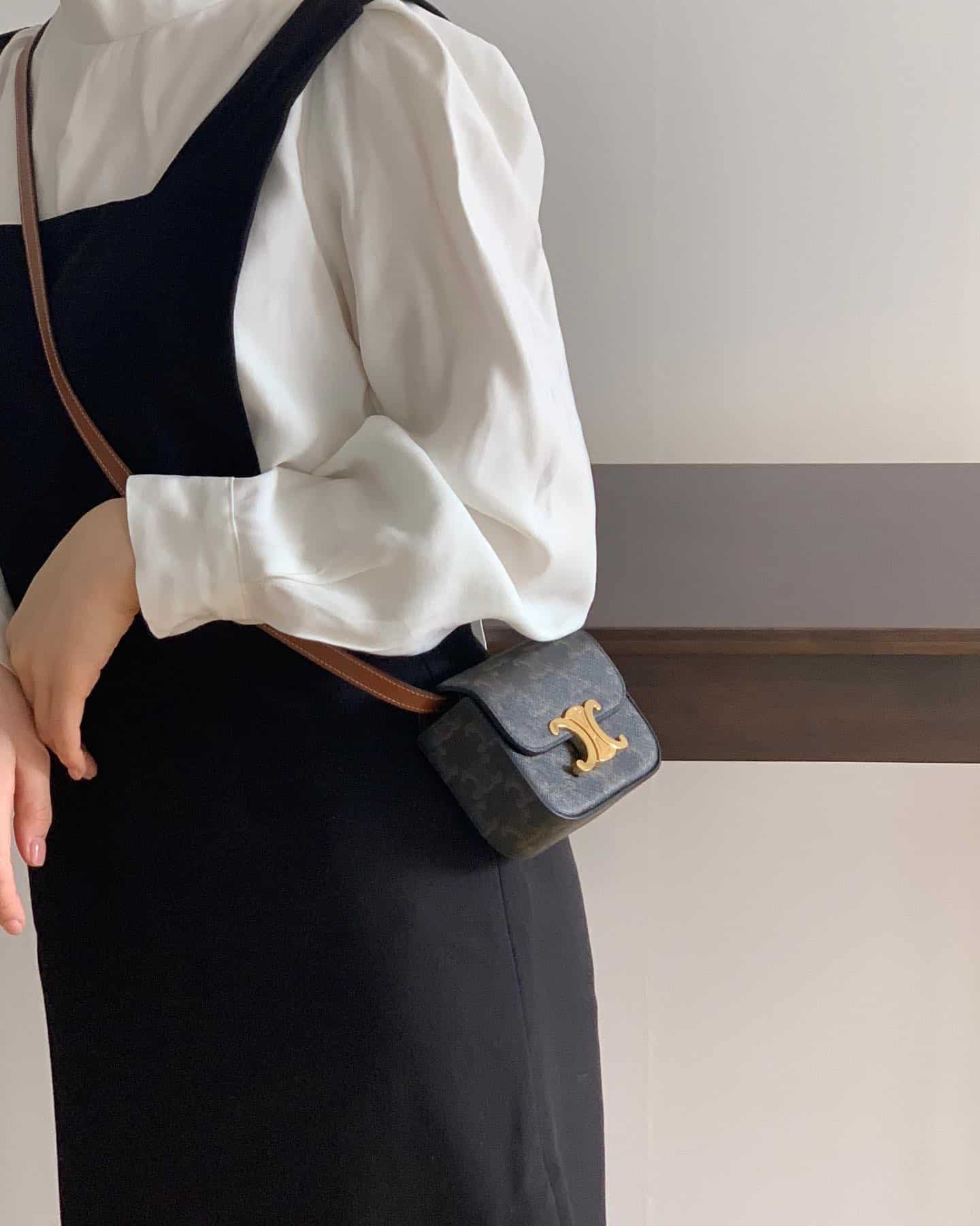 Celine Triomphe Mini bag size outfit