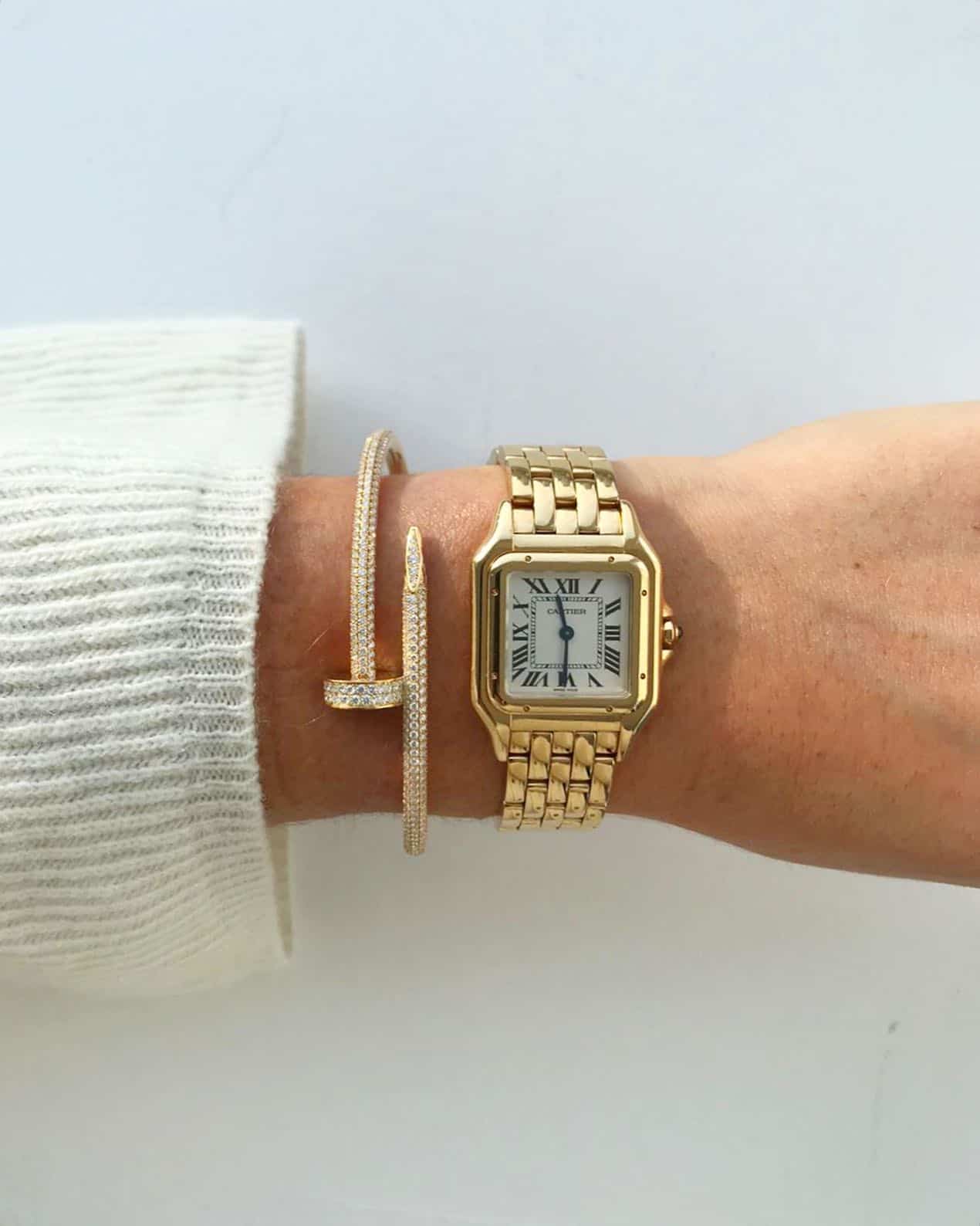 Cartier Juste un Clou bracelet with diamonds and watch