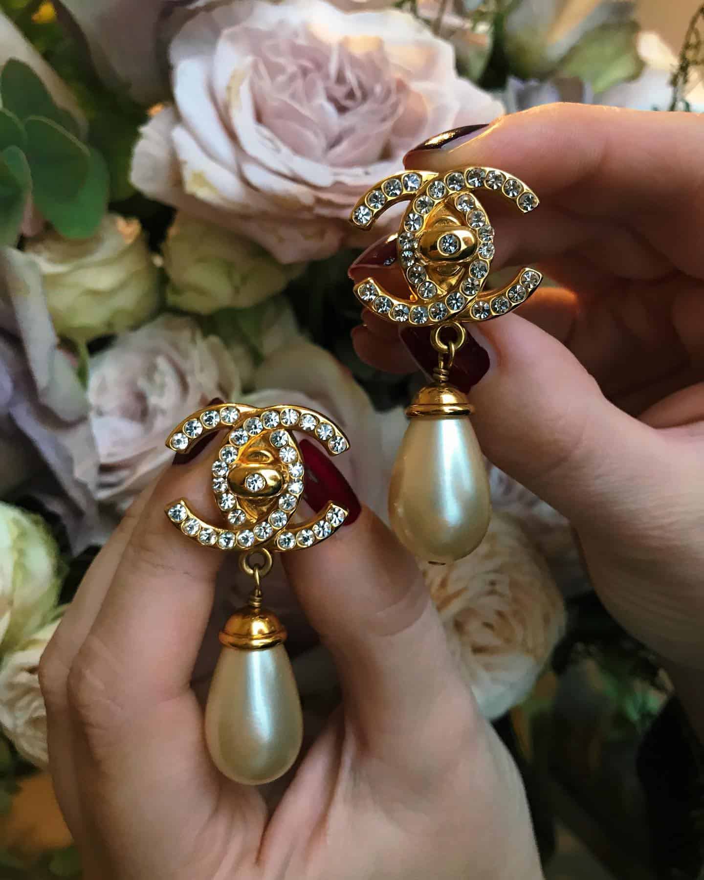 Vintage Chanel Earrings CC logo