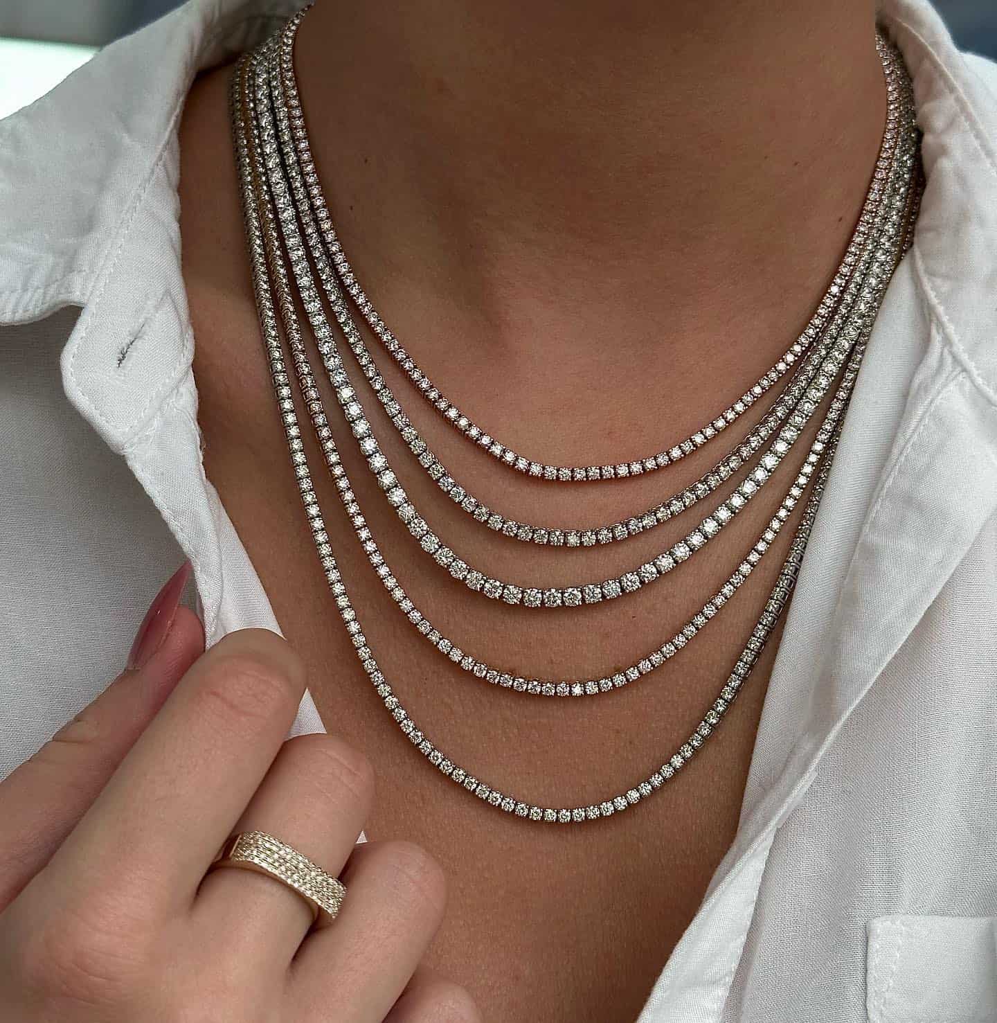Different Diamond Tennis necklace styles