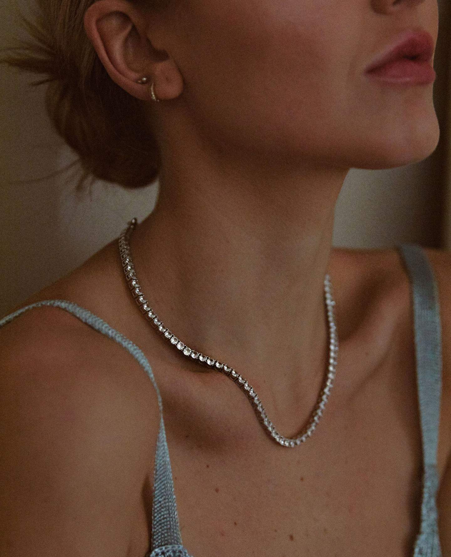 Yellow gold lab grown diamond tennis necklace